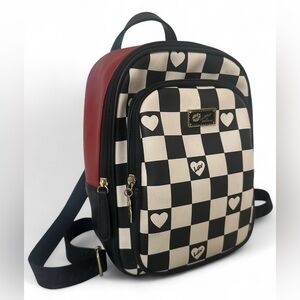 Betsey Johnson Black and Cream Checkered Backpack